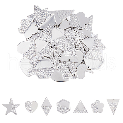 SUPERFINDINGS 56Pcs 7 Style 304 Stainless Steel Pendants STAS-FH0001-99-1