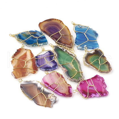 Dyed Natural Agate Pendants G-S279-24-1