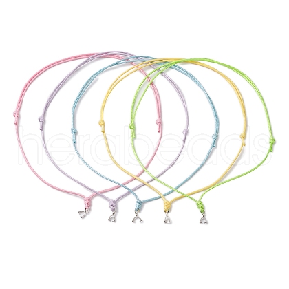 5Pcs 5 Colors Adjustable Waxed Polyester Cord Necklace Making AJEW-JB01309-02-1