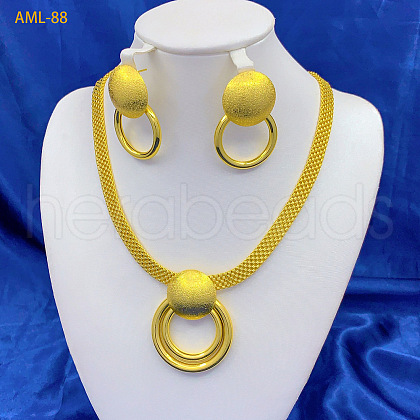 Alloy Pendant Necklace & Stud Earring FS-WGC4C10-05-1