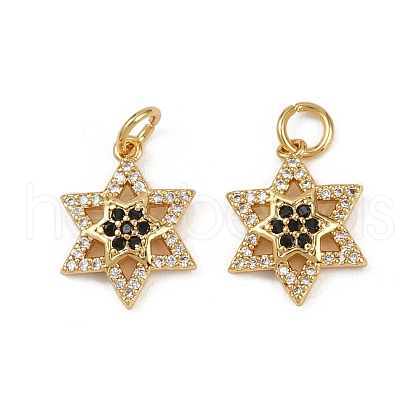 Brass Micro Pave Cubic Zirconia Pendants KK-C093-26B-G-1