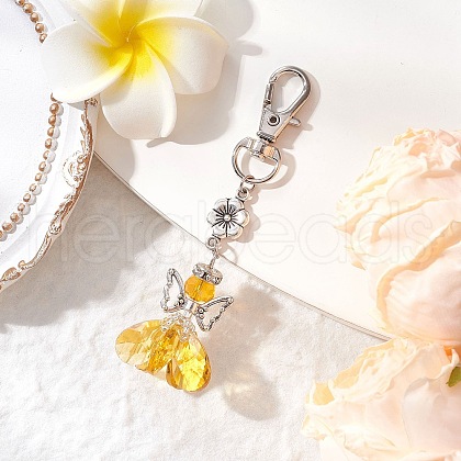 Angel Glass Pendant Decorations HJEW-MZ00261-06-1