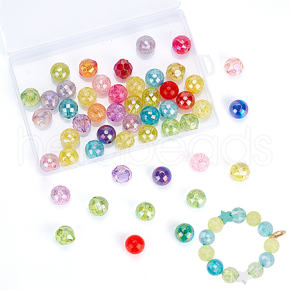   50Pcs 5 Style AB Color Plated Transparent Acrylic Beads OACR-PH0001-96-1