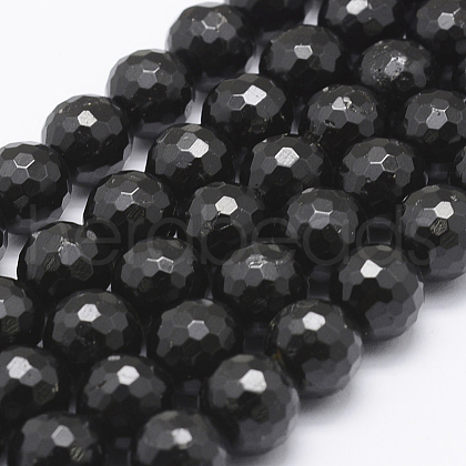 Natural Black Tourmaline Beads Strands G-J373-25-6mm-1