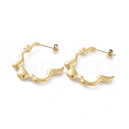 PVD Vacuum Plating 304 Stainless Steel Twist Ring Stud Earrings EJEW-D095-08G-1