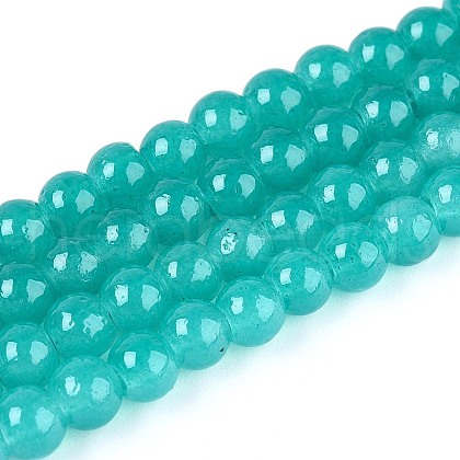 Baking Painted Imitation Jade Glass Round Bead Strands DGLA-Q021-4mm-07-1-1
