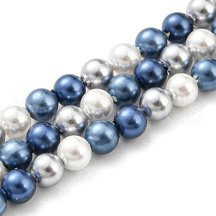 Electroplated Shell Pearl Beads Strands SHEL-F008-03A-08-1