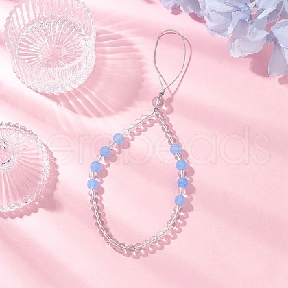 Natural & Dyed Malaysia Jade Mobile Straps HJEW-JM03414-01-1