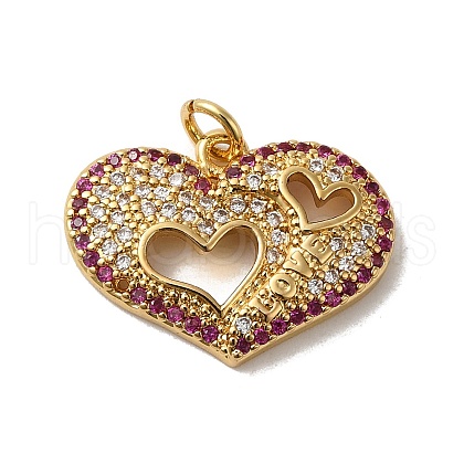 Rack Plating Brass Micro Pave Cubic Zirconia Pendants KK-K377-76G-1