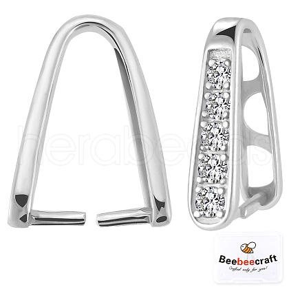 Beebeecraft 2Pcs Rhodium Plated Rhodium Plated 925 Sterling Silver Pinch Bails STER-BBC0007-23-1