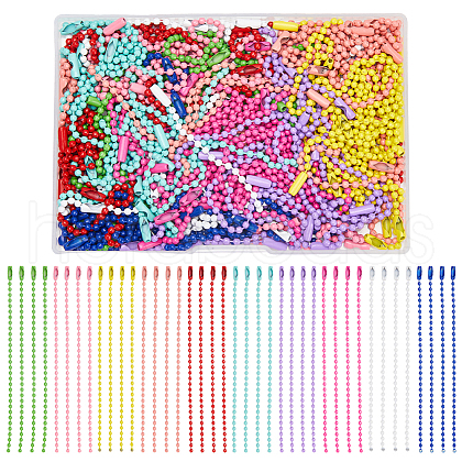 SOFPLATE 150Pcs 10 Colors Spray Painted Iron Ball Chains CH-SP0001-02-1