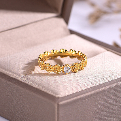 Brass Pave Cubic Zirconia Finger Rings for Women OI9467-1-1