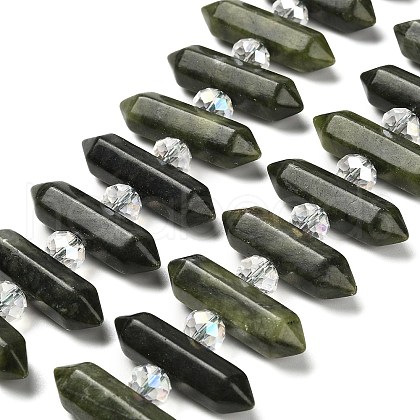 Natural Chinese Jade Double Terminated Point Beads Strands G-H069-B15-01-1