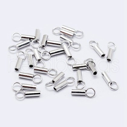 Anti-Tarnish Rhodium Plated 925 Sterling Silver Cord Ends STER-F036-21P-1mm-1