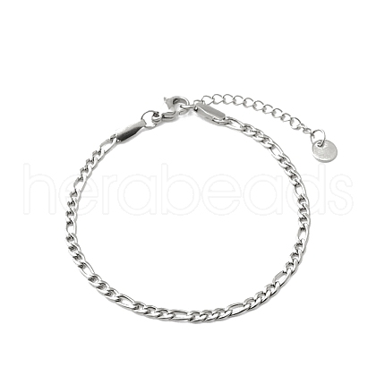 Stainless Steel Figaro Chain Bracelet PW-WG50942-01-1