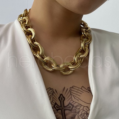 Unisex Thick Aluminum Double Link Chains Necklaces NJEW-V006-01G-1