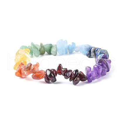 Chakra Gemstone Stretch Bracelets X-BJEW-JB02288-01-1