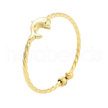Real 18K Gold Plated 304 Stainless Steel Open Cuff Rings for Women RJEW-B061-02G-04-1