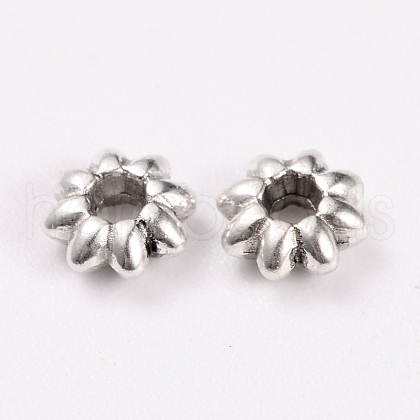 Tibetan Style Alloy Flower Spacer Beads TIBEB-0885-AS-LF-1