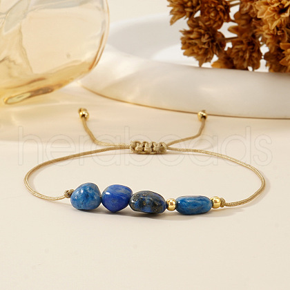 Adjustable Natural Lapis Lazuli Braided Bead Bracelets DH2886-9-1