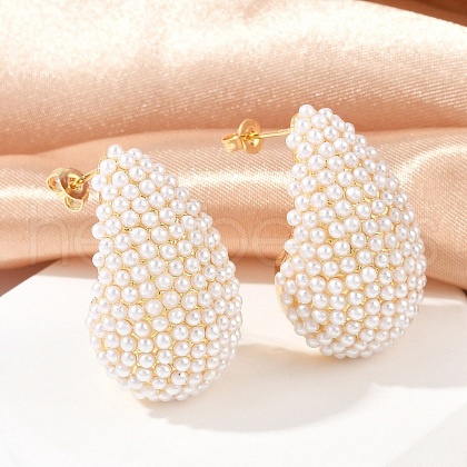 Teardrop Brass Stud Earrings KK-U058-67G-1