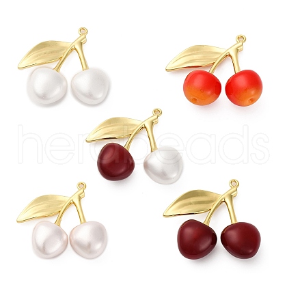 Brass & Plastic Cherry Pendants KK-I276-18G-1