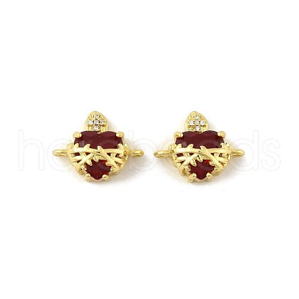 Brass Micro Pave Clear Cubic Zirconia Connector Charms KK-F900-04G-1