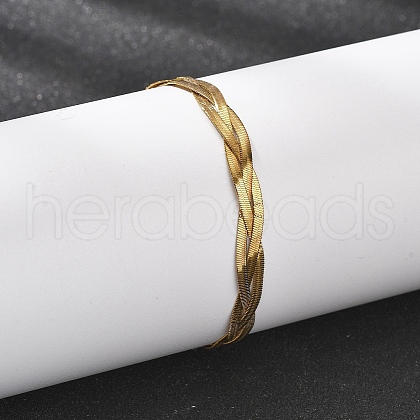304 Stainless Steel Herringbone Chains Bracelets for Women BJEW-B137-02G-1