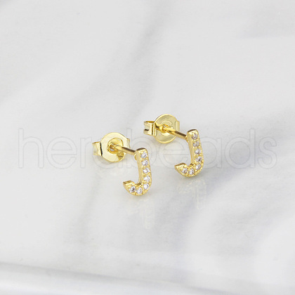 Brass Clear Cubic Zirconia Stud Earrings WGC2A80-10-1