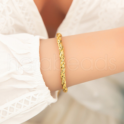 304 Stainless Steel Rope Chain Bracelets for Women BJEW-D338-01G-02-1