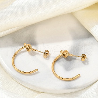 Vacuum Plating 304 Stainless Steel knot Stud Earrings for Women EJEW-R002-02G-1