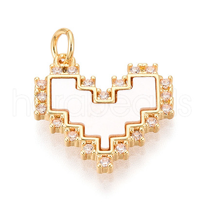 Brass Micro Pave Clear Cubic Zirconia Pendants KK-N268-40G-1