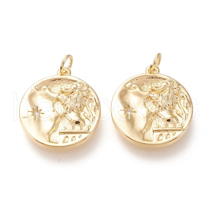 Brass Micro Pave Clear Cubic Zirconia Pendants ZIRC-I044-33G-1