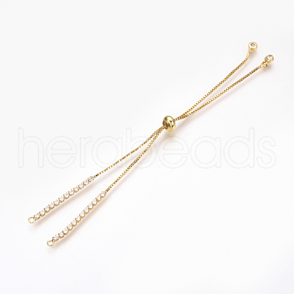 Adjustable Brass Micro Pave Cubic Zirconia Chain Bracelet Making ZIRC-T004-39G-1