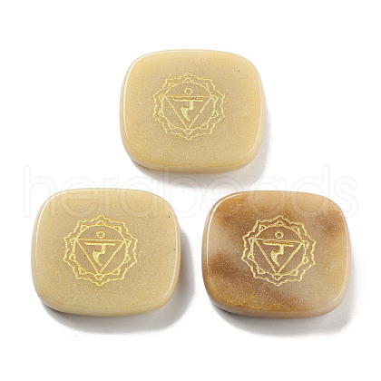 Natural Red Aventurine Rectangle with Chakra Sign Figurines Display Decorations DJEW-K025-02D-1