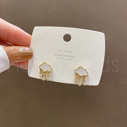 Brass Micro Pave Clear Cubic Zirconia Stud Earrings FS-WGBDEBC-06-1