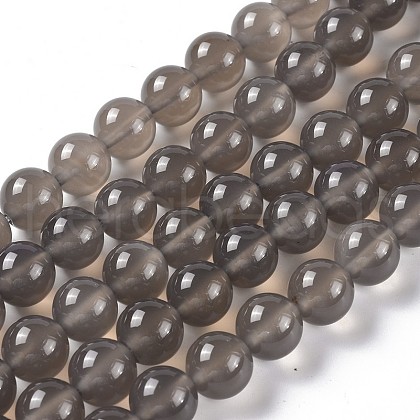 Natural Grey Agate Bead Strands G-R193-12-10mm-1
