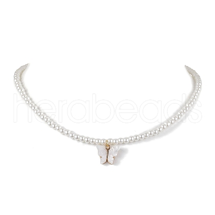 Alloy Acrylic Butterfly Pendants Necklaces NJEW-JN04782-02-1