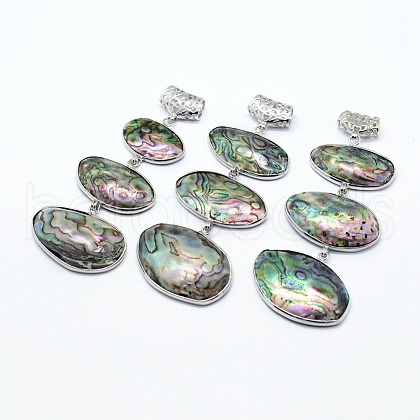 Brass Abalone Shell Oval Big Pendants SSHEL-F0006-05-1