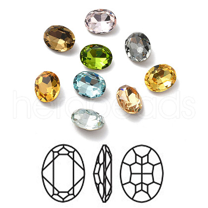 Faceted K9 Glass Rhinestone Cabochons GGLA-R402-07B-1