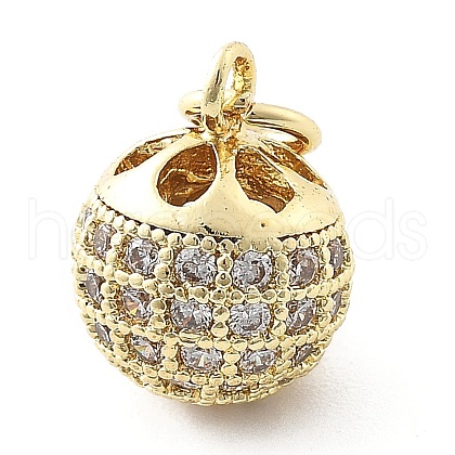 Brass Micro Pave Cubic Zirconia Pendants KK-Q029-02F-G-1