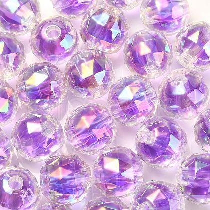 Two Tone UV Plating Rainbow Iridescent Acrylic Beads TACR-D010-06G-1