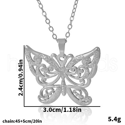 Stainless Steel Hollow Butterfly Pendant Necklaces for Women ZP3082-1-1
