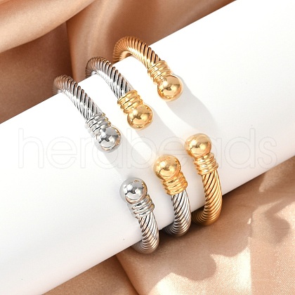 304 Stainless Steel Torque Bangles BJEW-G584-05-1