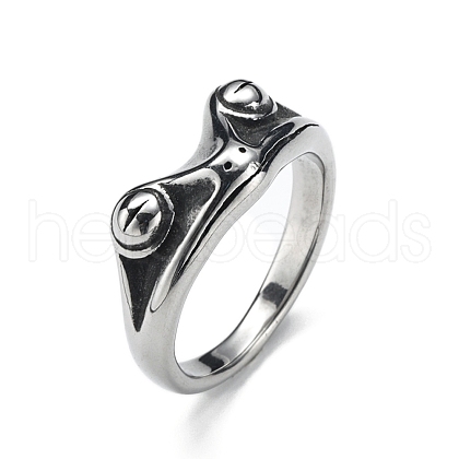 Stainless Steel Frog Finger Rings PW-WGF4234-05-1