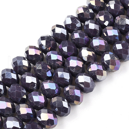 Electroplate Glass Beads Strands EGLA-A044-P8mm-B11-1