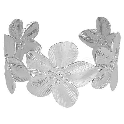 Floral 304 Stainless Steel Cuff Bangles for Women DV7569-1-1
