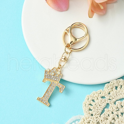 Golden Alloy Rhinestone Keychain KEYC-YW00105-20-1