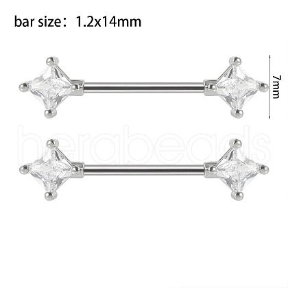 304 Stainless Steel Clear Cubic Zirconia Nipple Rings WG434B5-06-1