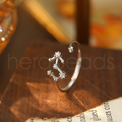 925 Sterling Silver Micro Pave Clear Cubic Zirconia Cuff Rings FS-WG4CDD9-12-1